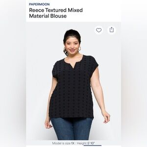 Paper Moon textured blouse black sz 1x